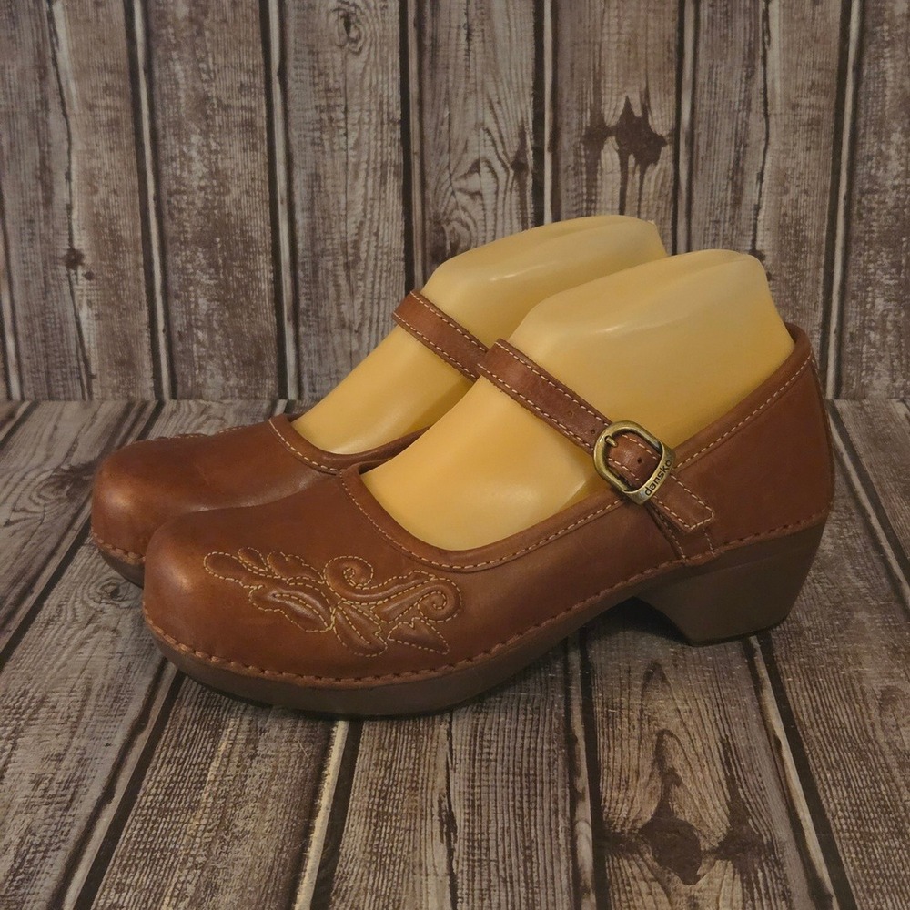 Sz 39 / 8.5-9 Dansko Savannah Brown Leather Mary Jane Comfort Clogs VGUC